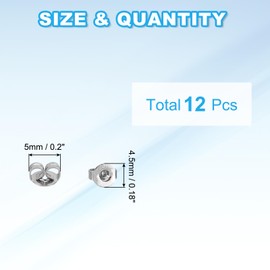 PATIKIL 12 Pcs Pure Titanium Earring Backs, Locking Earring Backs Replacements Hypoallergenic Metal Earring Stopper Secure Locking Charm for Studs, Heavy Droopy Earrings, Silver(5 x 4.5mm)
