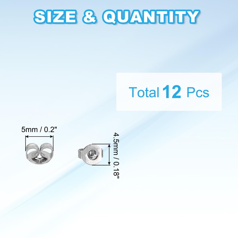 PATIKIL 12 Pcs Pure Titanium Earring Backs, Locking Earring Backs