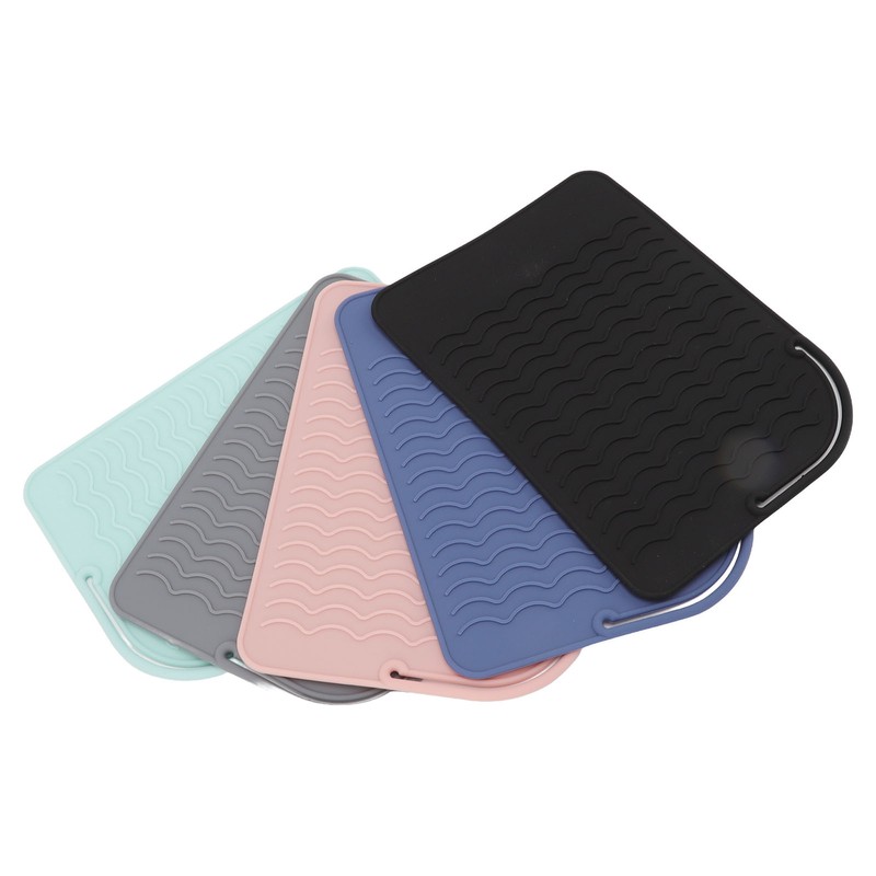 5Pcs Heat Resistant Silicone Mat Pouch for Curling Irons Hair