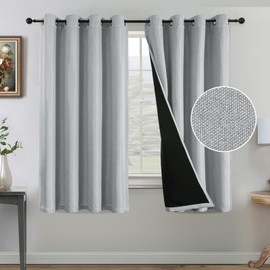 H.VERSAILTEX 100% Blackout Curtains for Bedroom Burlap Textured Living Room Curtains Thermal Black Out Curtains 63 Inch Long Windows Grommet Curtains Drapes, 2 Panels, W52 x L63in, Heather Grey
