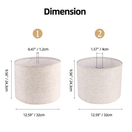 Lamp Shades Set of 2 Drum Fabric Lampshades12.6"Dx9.5"H Shades for Table,Floor,Pendant Lamps Lampshades (Spider Fitter), Beige Lampshades Natural Linen Hand Crafted…