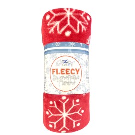 Cozydoze Xmas Blankets - Fleecy Throws. Christmas Trees, Reindeer, Owls, Winter Snowflakes In Red, Blue, Silver Grey, Gold, White. Warm & Cosy Double Thermal Fleece (Snowflakes Red)
