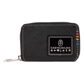 Castelbajac 034612 Men's Key Case, 5 Round, Zipper, Genuine Leather, Sorting, Card Case, Leather, Cowhide, 01: Black