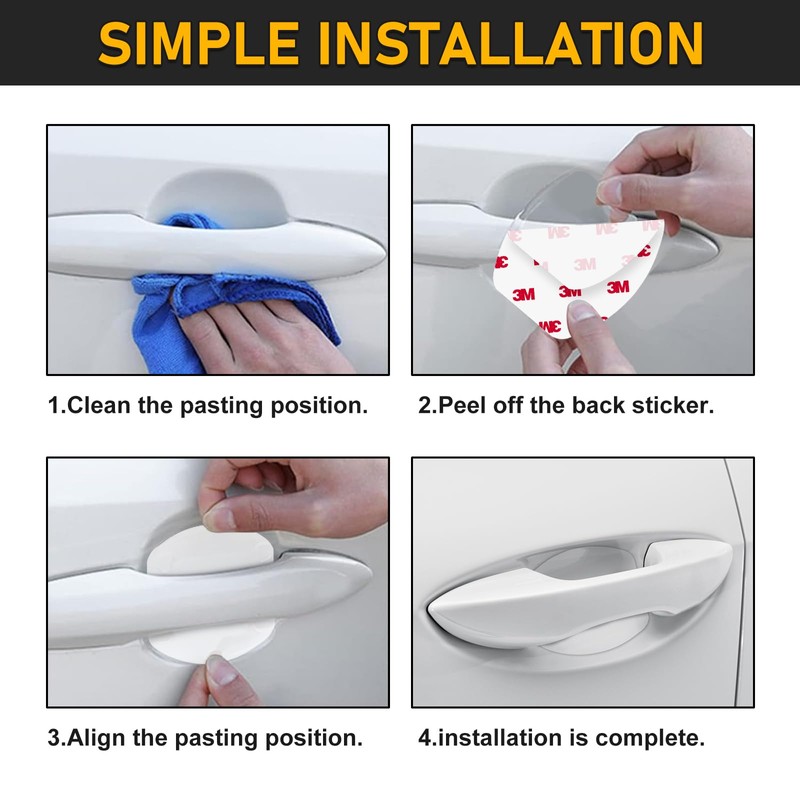 4Pcs Car Door Handle Protector,Waterproof Anti-Scratch Stickers Covers,Transparent Universal Car