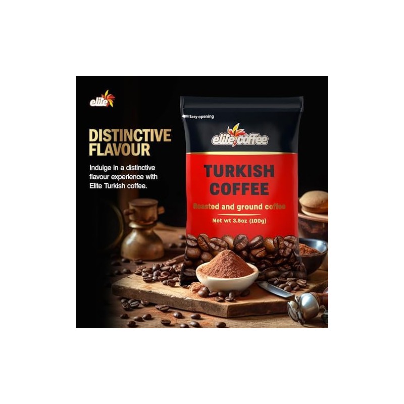 Elite Turkish Ground Roasted Coffee Bag, 3.5000-ounces (Pack of 10)
