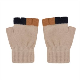 NICEYEA Children's Half Finger Gloves with Flip Top Mittens Knitted Gloves Five Finger Mittens Winter Gloves Knitted Cycling Gloves 3-6 Years Old