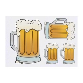 Azeeda 4 x 'Bierkrug' Temporäre Tattoos - Wasserfest, Hautfreundlich & Ungiftig · Transfers in Verschiedenen Größen (TO00082466)
