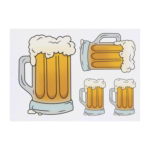 Azeeda 4 x 'Bierkrug' Temporäre Tattoos - Wasserfest, Hautfreundlich &