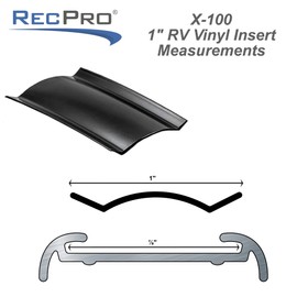 RecPro 1" RV Vinyl Trim Insert | UV Protection | Roof Trim (100', Black)