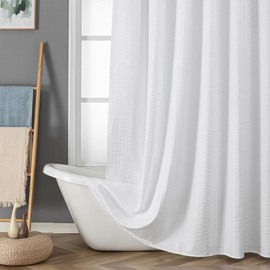 Aiyufeng Moga Stall Fabric Shower Curtain Liner Waterproof - Soft & Lightweight Small Shower Curtain with Texture for Narrow Stall Size, Machine Washable, 36" Wx72 L, White