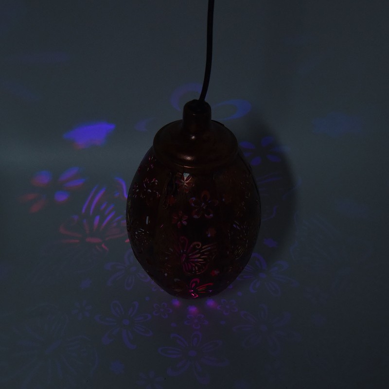 Iron Hollow Water Drop Lamp Solar LED Lantern Garland Garden