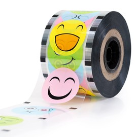 WYZworks Cup Sealer Film with Cute Colorful Expressive Smiley Design, Seals 3275 cups per roll @ 90mm-105mm, Bubble Boba Milk Tea Lid Sealing Film for PP Plastic Cup