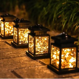 Unbranded 2Pcs Solar Hanging Lanterns LED Lights Waterproof Garden Patio Decorative Lights