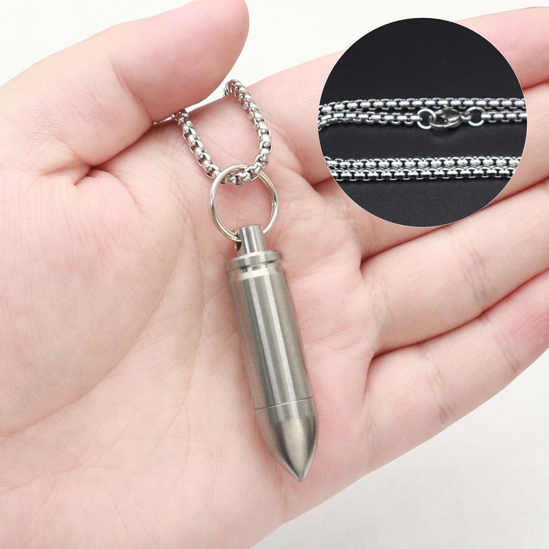 Small Pill Box Titanium Pill Fob Necklace Bullet Nitro Mini