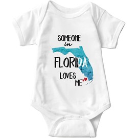 Kreleurs Someone In Florida Loves Me Baby Girls Boys Bodysuit Newborn Short Sleeve Infant Romper White 3-6M