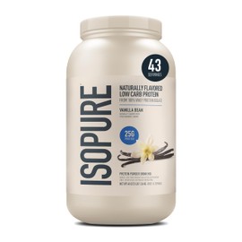 Isopure Low Carb 100% Pure Whey Isolate Protein Powder, Lactose Free, Gluten Free, With Vitamins, Vanilla, 25g Protein Per Serving, 3 Lbs, 43 Servings (Packaging May Vary)