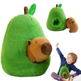 Huanmin Capybara Plush Toy 35 cm Avocado Capy-bara Cuddly Toy Large Removable Ca-py-bara Stuffed Toy Avocado Dolls for Boys Girls Children Birthday Gifts Capybara Plush Toy