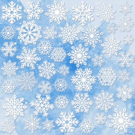 Pickmesh 45 Pcs Winter Snowflake Window Gel Clings Snowflake Thick Gel Clings Winter Snowflakes Window Sticker Removable Reusable Window Gel Decal for Glass Classroom Home Party(White)