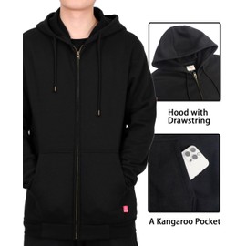 TICOMELA FR Hoodies Zipper Front FR Shirts 10.5oz Cottoon Fleece Black Flame Resistant Hooded Sweatshirts