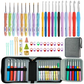 Mdoker 21 Sizes Crochet Hooks Set,Ergonomic Crochet Hook with Case for Arthritic Hands,Complete Crochet Set for Beginners & Crochet Lovers(0.8mm-10mm)