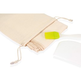 GaiKlia Bakers Bread Dough Couche - 26 x 34 Inch Large Heavy Duty 100% Thick Cotton Proofing Cloth for Baguette French Loaves - Complete with Dough Cutter and Spatula