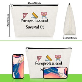 Gevody Paraprofessional Appreciation Gift Makeup Bag Para Gift Thank You Gift for Paraeducator Teacher Assistant Travel Cosmetic Pouch Teachers' Day Birthday Gift Cosmetic Bag Graduation Gift