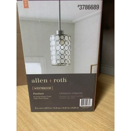 allen  roth Westbrook Brushed Nickel Coastal Cylinder Mini Hanging Pendant Light