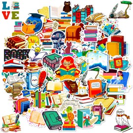 100 Pcs Book Stickers Bulk, Reading Sticker for Water Bottles, Library Stickers, Book Accessories for Reading Lovers, Vinyl Waterproof Sticker for Teens Adults Kids Students Teachers