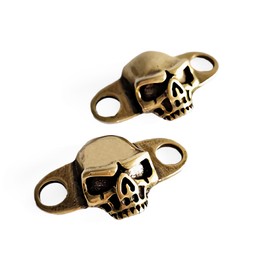 ODIINCY Shoe lace Charms Shoelace Buckle, Fashion Metal Skull Shoelaces Charms Decorations for Sneakers Boots Casual Shoes Accessory (gold)
