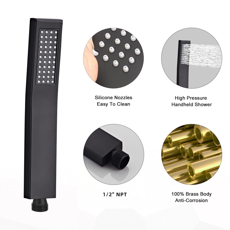 ZGZJWZ Handheld Shower Head，High Pressure Black Shower Head,Water Saving Detachable
