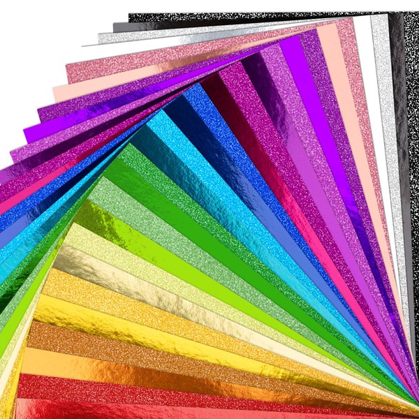56 Sheets 28 Colors Metallic Glitter Cardstock, 5x7in 250gsm/92lb Foil