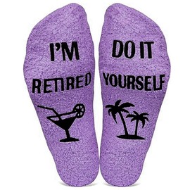 The Flair Shoppe I'm Retired Do It Yourself Socks - Retirement Fun Fluffy Socks