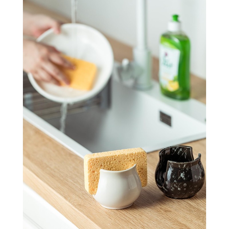 Zoeeker Kitchen Sponge Holder, Ceramic Dish Sponge Holder Sponge Organizer