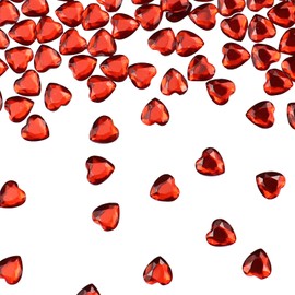 aupawdy Pack of 1000 Red Hearts Diamond Crystals Acrylic Heart Diamonds Heart Decoration Crystals Confetti Diamonds for DIY Decoration Wedding Engagement Valentine's Day