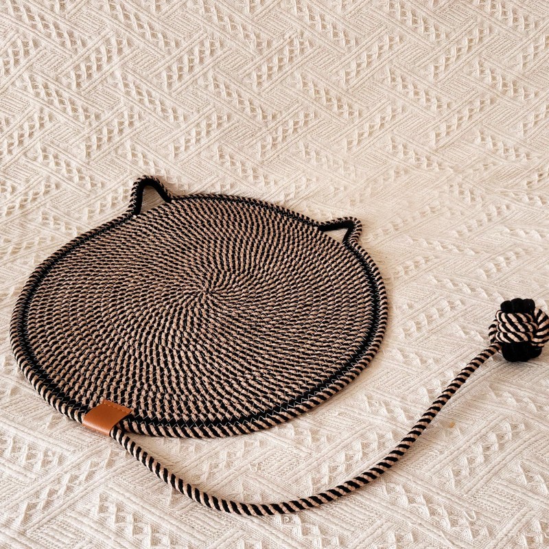 VAGRSS 17.7inch Cat Scratcher Mat Large Natural Cotton Rope Scratching