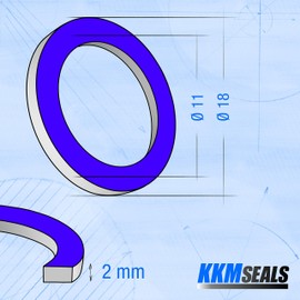 KKMSEALS Plumbing Sealing Rings Set - Tap Seal 1/2 Inch - Flat Seal Rubber - Seals Made of Mineral Fibre and NBR Rubber - Sealing Ring Blue - Seal Set (25 Pieces, 18 x 11 x 2 mm)