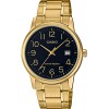 Reloj Casio Mtpv002 G1b Hombre Dorado Negro Fechador Full Correa