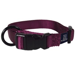 Hamilton Adjustable Nylon Dog Collar for Small Medium Large Dogs, Wine, 1" Wide x 18-26" Neck