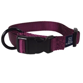 Hamilton Adjustable Nylon Dog Collar for Small Medium Large Dogs, Wine, 1" Wide x 18-26" Neck