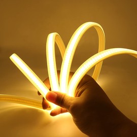 Xunata COB LED Strip, 220 V 288 leds/m Super Bright High Density, No Lead Wire, Flexible COB LED Strip Light Strip for Bedroom, Kitchen, DIY Interior Decoration (Warm White, 5 m)