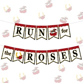 Habbiful Horse Racing Banner for Western Cowboy Cowgirl Party Supplies Run for The Roses Streamer Kentucky Derby Garland Banner for Racing Horse Wedding Birthday Party Home Decorations