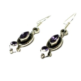 Art Gecko Purple Amethyst Faceted Sterling Silver Earrings, Sterling Silver, Amethyst