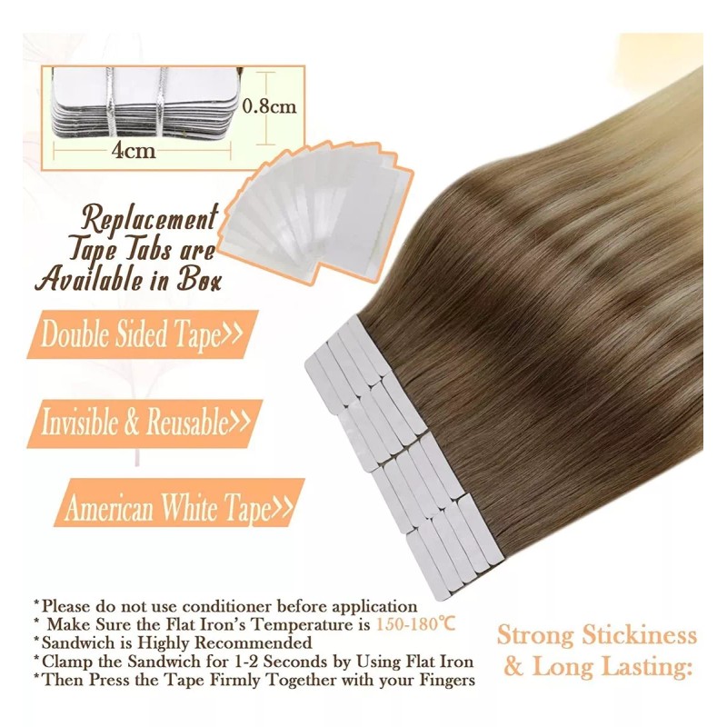 Easyouth Extensiones Cabello Humano 40gr 14in Desvanecimiento Marrón