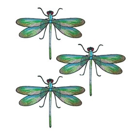 3Pcs Dragonfly Irons Patches, Dragonfly Embroidered Sewing on Patches, Sew On Applique Patch, Appliques, Embroidered