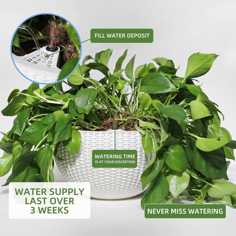 Dexceder 13.5 Inch Large Self Watering Hanging Planters Indoor Outdoor,