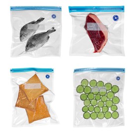 Basicwise 10" x 13" Set of 12 Reusable Airtight and Resealable Food Storage Bags Durable & Convenient Solution for Fruits Fresh Vegetables Cooked Meals & Leftovers Compatible with Most Vacuum Sealers
