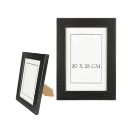 Picture Frame 20 x 25 cm Black Wood with Stand Photo Frame Wood with Glass Top for Table and Wall