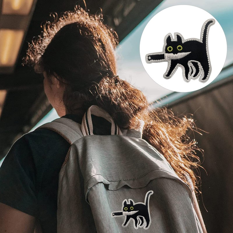 DragonX2 Patch, Pack of 2 IRON_ON_TRANSFER_DESIGN, Polyester, Multicoloured, Cat Pattern,