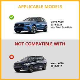 Tuyoung Roof Rack Cross Bars Compatible with Volvo XC60 XC-60 2018-2025, 220lbs Lockable Heavy Duty Anti-Theft Aluminum Roof Rails Crossbars Rooftop Accessories Luggage Racks Carrier Black