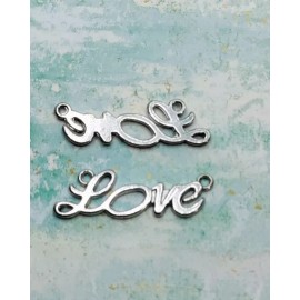 unbrand 20 pieces - Antique Silver Word "Love" in Script Charms Pendants Connector #A
